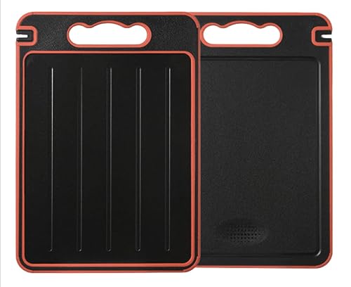 Comparison: 4 In 1 Cutting Board 6 Cutting Board with Defrosting Tray Knife Sharpener, and Spice Grater. 4-in-1 (MSY3) Multi-use, No Electricity; Press Board Double-Sided Frost Away Plate Chopping Board Kitchen. (Black & Red)