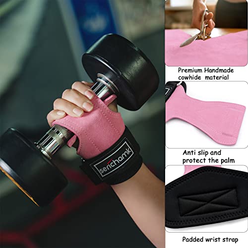 Wrist Straps For Weightlifting With Wrist Wraps,Leather Weight Lifting Wrist Wraps Grip Assistance Deadlift Straps Workout Gym Straps For Men And Women Pink #TOP3