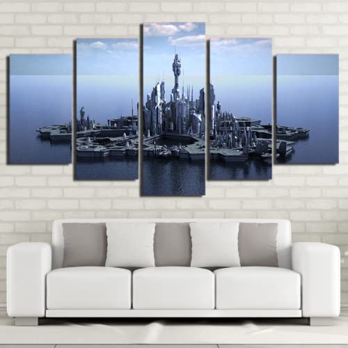 Stargate Atlantis Island Affiches 5 Pièces : Impression Murale sur Toile Format Polyptyque