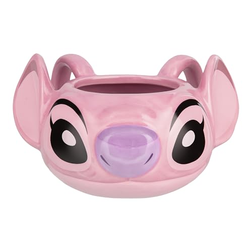 Paladone - Taza de café de cerámica de 450 ml con la forma de Angel de Disney. Producto oficial de Lilo & Stitch. Artículos novedosos en 3D para bebidas calientes, té y chocolate caliente