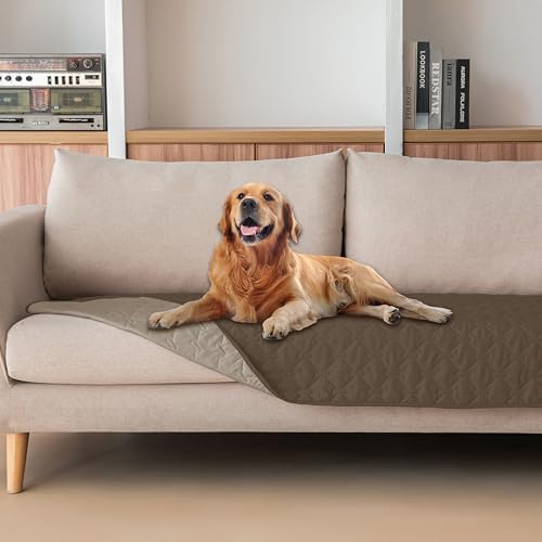 Image of gogobunny 100% Double Sided Waterproof Dog Blanket Soft Pet Bed Cover Reversible Protect Furniture Couch Sofa Car for Puppy Cat Kids (Dark Walnut /Light Walnut, 30x70 Inch (Pack of 1))
