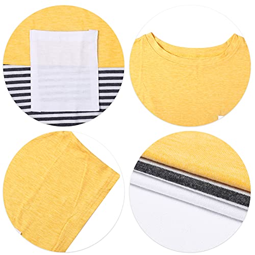 Nanyuaya Womens Summer Casual Tops 2023 Basic Loose Cap Sleeve Tshirts Solid Color Blouse With Pocket Yellow White #TOP2