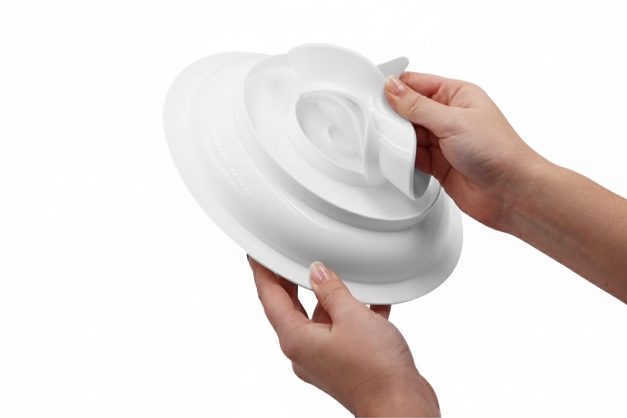 KMINA Plato con Ventosa para Adultos (x2 uds), Adaptado Discapacidad Libre de BPA, Antivuelco, Antideslizante, Parkinson, Ancianos, Reutilizable