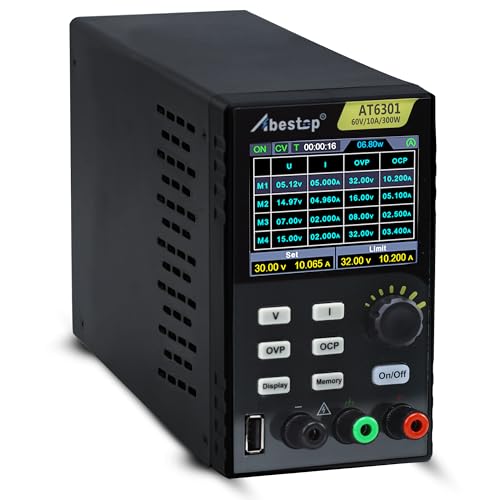 Bench Power Supply, 60V 10A 300W Adjustable Bench Power Supply, with 10mV / 1mA High Resolution 4-Digits 2.8 inch LCD Display, USB Fast Charging(110V Input Voltage)