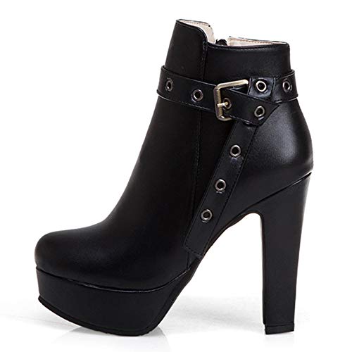 Scaoruki Women Fashion Autumn Shoes Block Heels Ankle Boots2