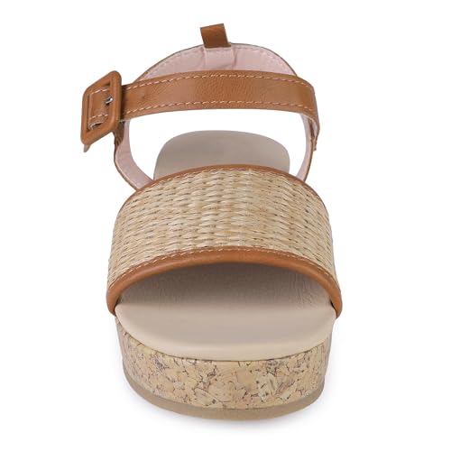 shoeslocker Girls Sandals Flatform Wedge Open Toe Sandals Adjustable Ankle Strap (Little Kid/Big Kid)2