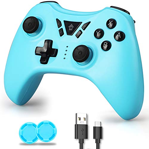 Switch Controller, Switch Pro Controller, Wireless Switch Controller Compatible with Nintendo Switch/Lite, Wireless Controller with Rechargable Battery, Support Turbo Dual Shock Gyro Axis (Sky Blue)