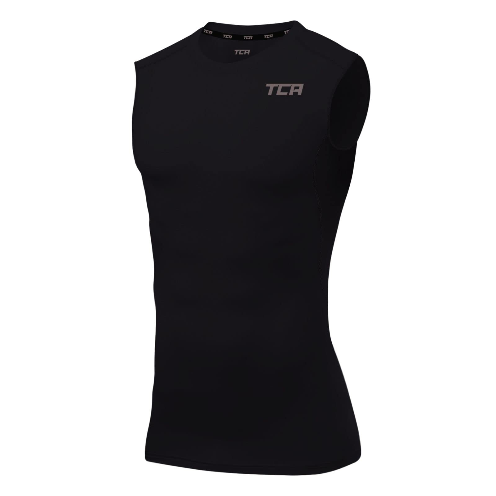 TCA Men's HyperFusion Compression Shirt - Base Layer Workout Training Running Gym Compression Vest - Black, XXL