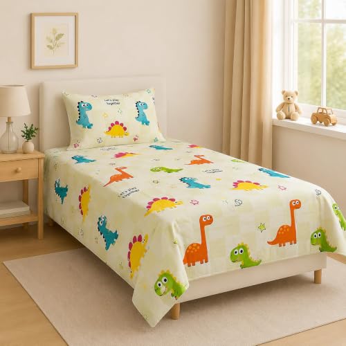 Image of COZY FURNISH Single Bedsheet Set for Single Bed, 60 x 90 Inches with 1 Pillow Cover, Soft Microfiber Cotton Fabric