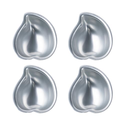Paquete de 4 moldes elegantes de aleación de aluminio con forma de melocotón y mangos, herramienta para hornear postres, helados, chocolate, fácil liberación, moldeadores de mochi