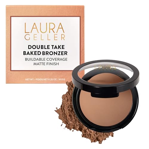LAURA GELLER NEW YORK Double Take Baked Bronzer for Mature Skin, Medium | Matte Bronzing Powder for...