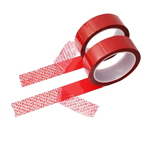 AMOGATO Red Tamper Security Tape,Transfer Tamper Proof Security Void Tapes，Ultra-Thick Void Film,Surface Printed with Opened Void, 2 Roll,1" x55 Yard,Red
