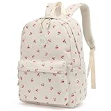 Mochila feminina de veludo cotelê para escola, faculdade, mochila casual de viagem, Corduroy Cherry, Medium to Large