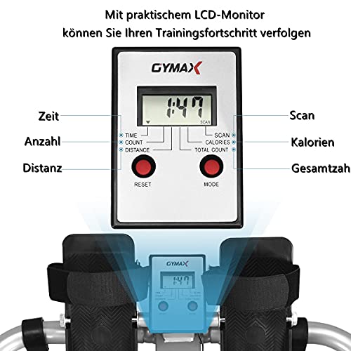 GYMAX Rudergerät für Zuhause, leise & klappbare Rudermaschine mit verstellbarem Widerstand, Hometrainer mit LCD-Monitor… – Bild 3
