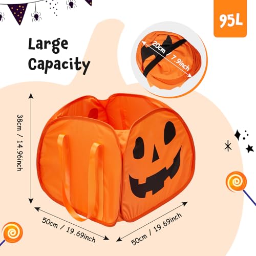 YOHOOLYO 95L Large Cute Halloween Foldable Pumpkin Boo Basket with Handles - image 3