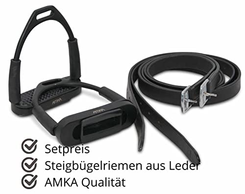 Foto von AMKA Steigbügel mit Gelenk schwarz Sicherheitssteigbügel mit Steigbügelriemen im Set