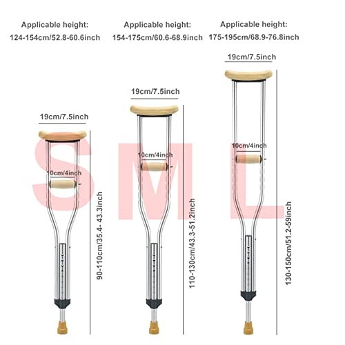 Muletas de aluminio para las axilas (2 unidades), muletas médicas extensibles portátiles, bastones de altura ajustable con botón para niños, jóvenes y adultos (tamaño: mediano (154-175 cm)) Keep it