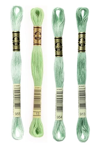 Image of DMC 6-Strand Embroidery Cotton Bundle - Nile Green Color Family - 4 Skeins of Thread - 8.7yd Skeins