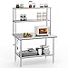 ROVSUN All Stainless Steel Table with Overshelves 48