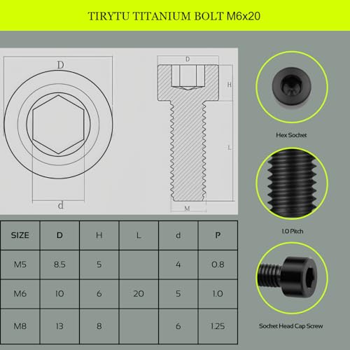 Image of M6x20 Titanium Bolts Socket Head Cap Screw, Black, 4PC