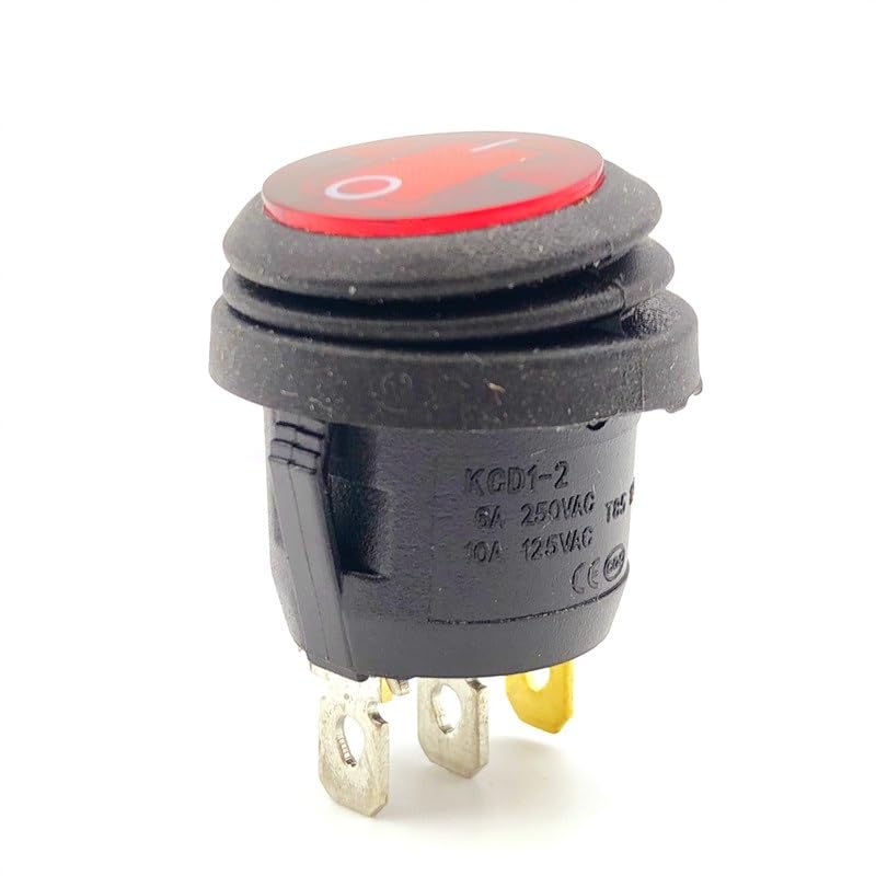 Mini interruttore a bilanciere di forma rotonda KCD1 ON/OFF 3 pin 6A 250VAC/10A 125VAC Apparecchiature elettriche con potenza di illuminazione 5 pezzi(Blue,LED DC 12V-24V)