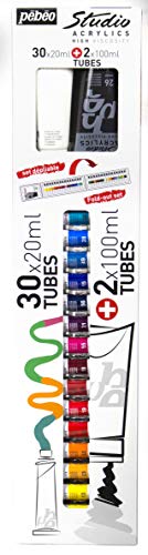 Pebeo peinture acrylique Studio lot de 30 x 20 ml & 2 x 100 ml