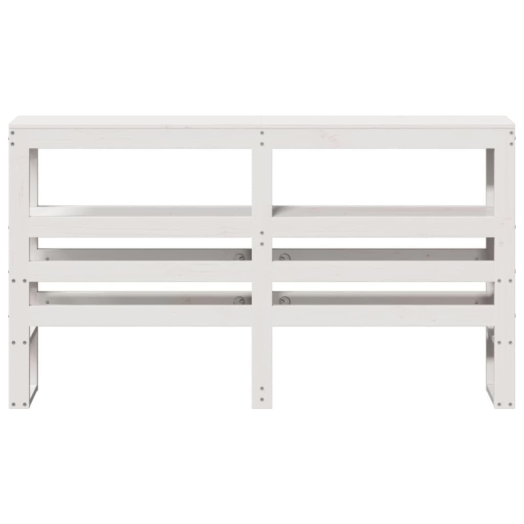 Cabecero de madera maciza con estantes color blanco de 135 cm, diseño moderno, para dormitorio, habitación juvenil, espacios pequeños