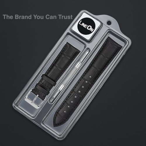 Image of Lineon 22mm Half Padded Leather Mens Watch Strap For Branded Watches Compitable with Titan, Timex, Casio, Sonata, Tool and Pins Include