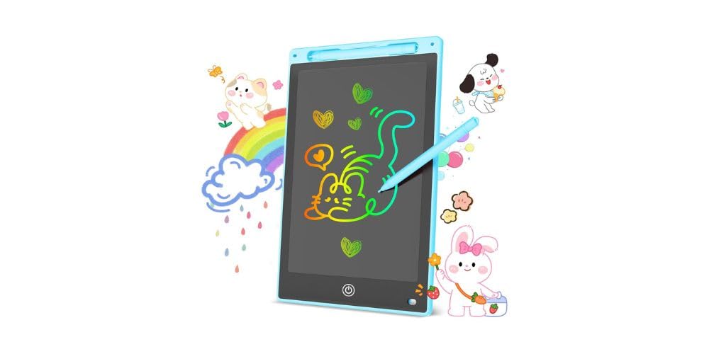 Lavagnetta LCD da 8,5-10-12 Pollici, Blocco Note Digitale con Penna Stylus, Cancellazione Istantanea, Blocco Contenuto, per Bambini e Adulti (AZZURRO, 10 Pollici)
