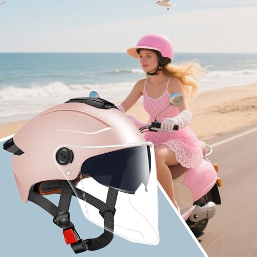 Casque de moto demi-jet à double visière respirant pour scooter et racing