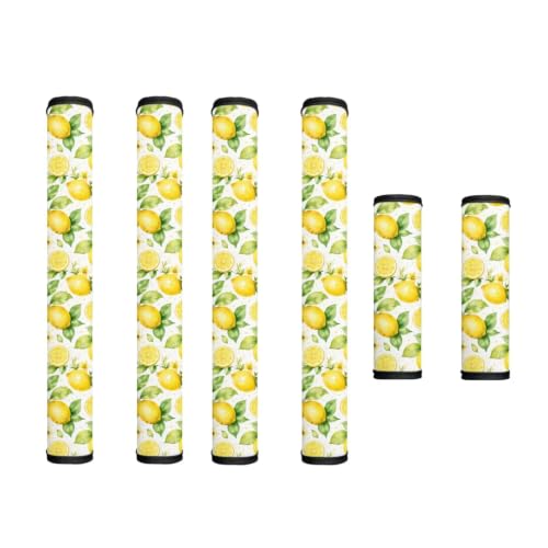 Image of Refrigerator Door Handle Covers Set of 6 Kitchen Electrical Appliances Handle Protector Anti-Slip Fridge Microwave Oven Home Accessories, Lemon Yellow White