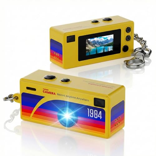 Image of Mini Digital Camera Keychain - 1080P Retro Video Recorder with 0.96 inch LCD Screen, 130 Wide Angle Lens, Y2K Style Bag Charm Camera for Teens and Adult, Birthday Gift (Yellow)