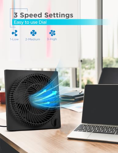 Image of BLACK+DECKER 9-Inch Frameless Box Fan, 3-Speed Settings, BFB09B, Black | Desk Fan with 3-Speed Settings, Quiet and Lightweight Portable for Home Office or Garage, Self-Standing Frameless Design
