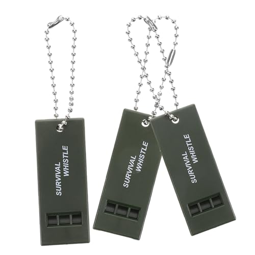 Abaodam 3 Piezas Silbato Salvavidas del Terremoto Silbato para Senderismo Silbatos De Emergencia para Adultos Llavero con Silbato De Emergencia Silbato para Abdominales Olive Green