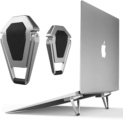 Image of Foldable Laptop Stand for Desk, Portable Aluminum Laptop Riser with Anti-Slip Silicone Pads, Ergonomic Cooling Stand Compatible with Apple, Hp, Dell, Lenovo, Asus, Acer & 10-17.3 Inch Laptops