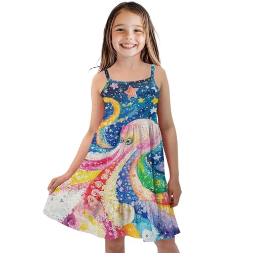Girls Dresses Summer Casual Flowy Cami Dress Beach Party Soft Sleeveless Midi Pleated Tiered Sundress2