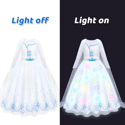 Meland Princess Dress Up for Girls – Light Up Halloween Costume for Girls Age 3-10, Princess Toys for Christmas Birthday Gift