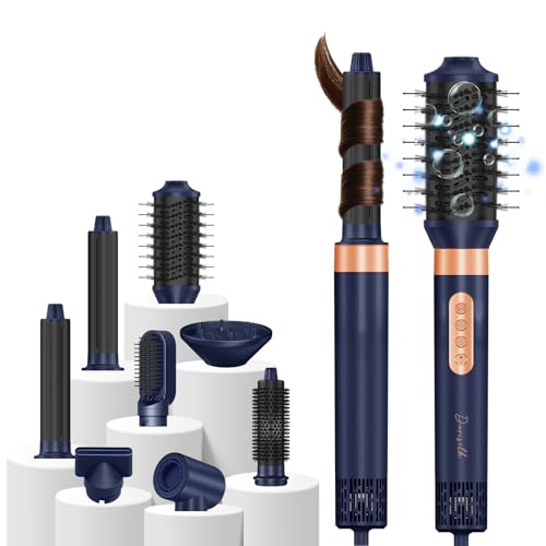 Image of DORISILK 8 in 1 Hair Styler & Hair Dryer Brush Blow Dryer, 110,000 RPM High-Speed Hot Brush Styler with Auto Wrap Curlers, Multi Ionic for Smoothing Straightening Curling Volumizing Fast Drying, Blue