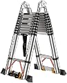 Ladders,Telesladder Portable Ladder Extendable Portable Alumimax Load 150Kg Multi-Purpose for Household or Work/15Ft/15Ft