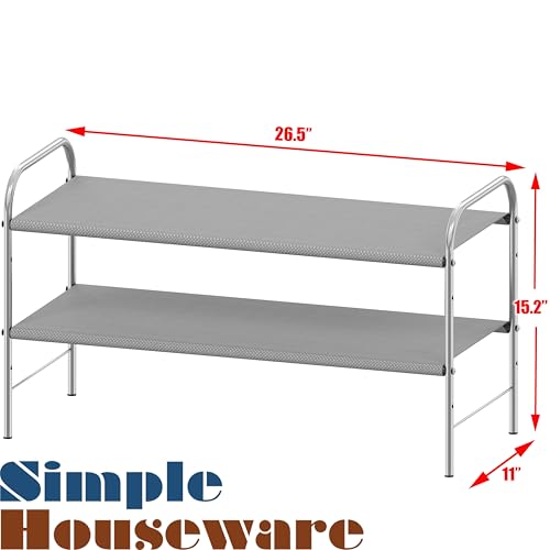 Image of Simple Houseware 2-Tier Shoe Rack Storage Organizer, Grey