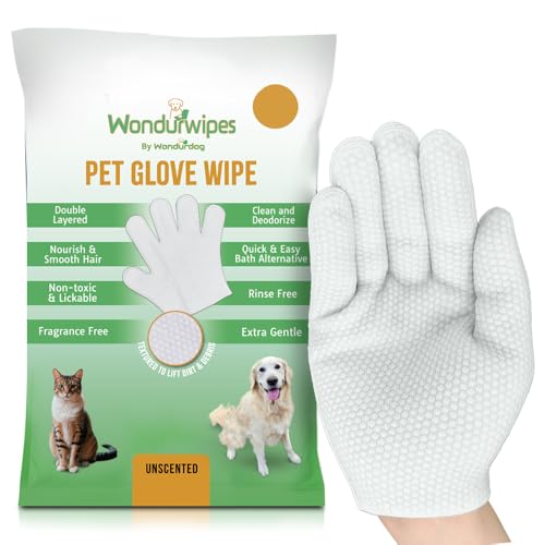 6pc. Premium Pet Glove Cleaning Wipes for Dogs & Cats | Textured, Deodorizing & Hypoallergenic Gloves with Aloe Vera & Shea Butter – Gentle, Skin-Safe Wipes for Fur, Face & Body, Odor Control