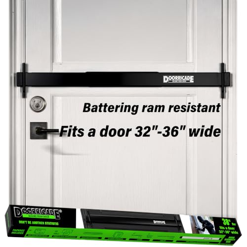 Doorricade Security Bar - Fits an Inward Opening Door 32-36 Wide-Black