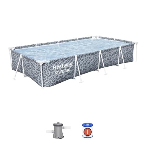 Bestway Steel Pro - Juego de piscina rectangular sobre el suelo, 12 pies x 6 pies 7 pulgadas x 26 pulgadas