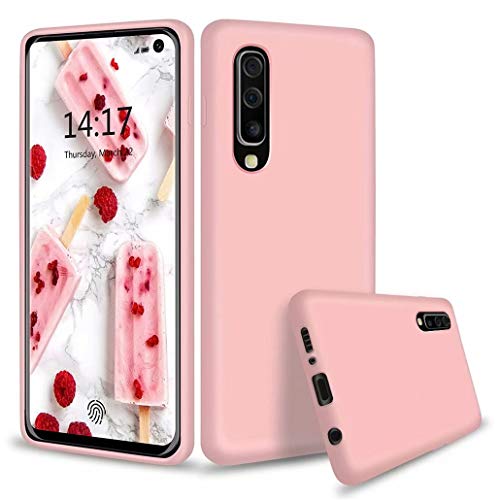 CRABOT Compatible con Samsung Galaxy A70 Silicona L�quida Caso Cubierta de Goma Anti-ca�da Resistente a Los Ara�azos Carcasa del Tel�fono+1*(Protector de Pantalla Gratuito)-Rosado
