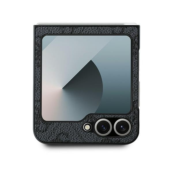 CG Mobile Guess GUHCZF64GMGGR Étui pour Z Flip6 F741 Noir Cuir 4G Metal Logo