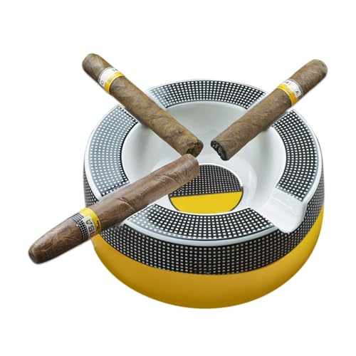 Cigar Ashtray Big Ashtrays for 8' Round Cigarettes Large Rest Outdoor Cigars Ashtray for Patio/Outside/Indoor Gifts for Men
