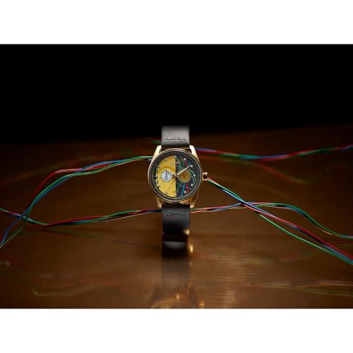 Image of Citizen Men's Eco-Drive Star Wars C-3PO Watch, Black Leather Strap, Yellow Dial, Day /Date (Model: BU4026-05W)