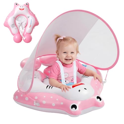 Bouée bébé avec pare-soleil amovible anti-UV pour piscine et plage de 12 à 36 mois