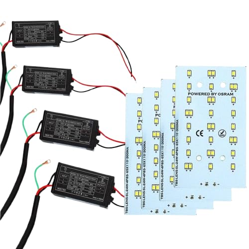 Image of Technobeam 24W LED Plate with Driver for Street Light Repair | Aluminum PCB 1.5mm | 6V 150mA LED Segments | 72V 300mA Driver Included | Durable | Ideal for Street Light Refurbishment, White, Pack of 4
