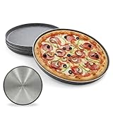 Vienberg 4 Stück 2-in-1 Pizzaform & Pfanne (Ø 30 cm) – Rundes Backblech mit Granit-Optik Antihaftbeschichtung. Pizzablech, Stabiler Karbonstahl mit Aluminium-Boden. Für Backofen, Herd & Grill geeignet